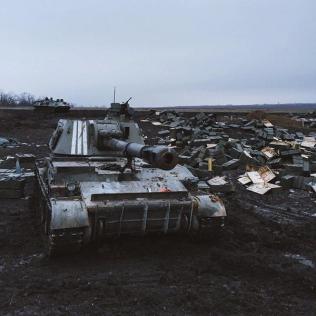 Empty boxes from shells give an overall picture of the area near Debaltseve, Feb 16. Photo Max Avdeev